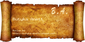 Butyka Anett névjegykártya